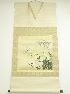 径華筆　四君子　肉筆絹本掛軸（中島清堂識箱）